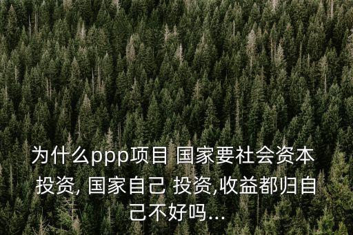 為什么ppp項目 國家要社會資本 投資, 國家自己 投資,收益都?xì)w自己不好嗎...