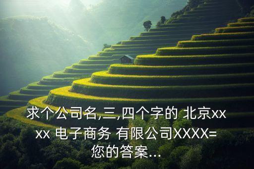 求個(gè)公司名,三,四個(gè)字的 北京xxxx 電子商務(wù) 有限公司XXXX=您的答案...