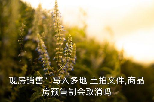 現(xiàn)房銷售”寫入多地 土拍文件,商品房預(yù)售制會取消嗎