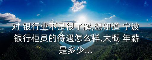 對 銀行業(yè)不是很了解,想知道 寧波 銀行柜員的待遇怎么樣,大概 年薪是多少...