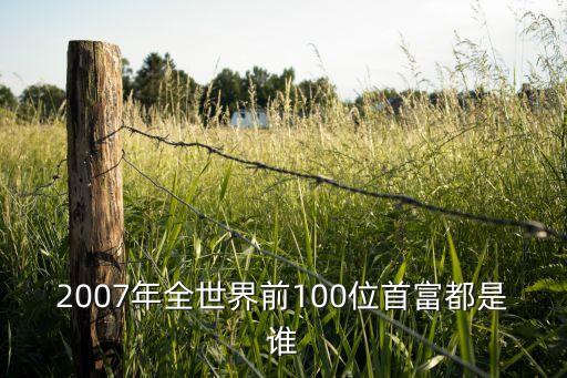 2007年全世界前100位首富都是誰