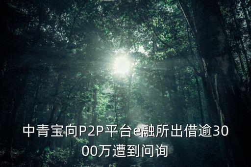 中青寶向P2P平臺e融所出借逾3000萬遭到問詢