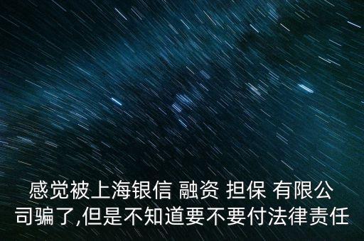 感覺被上海銀信 融資 擔保 有限公司騙了,但是不知道要不要付法律責任