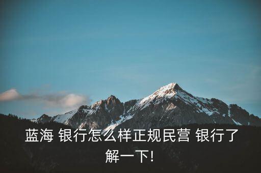  藍(lán)海 銀行怎么樣正規(guī)民營(yíng) 銀行了解一下!