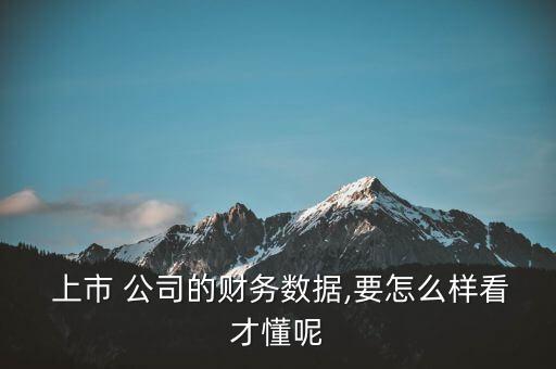  上市 公司的財(cái)務(wù)數(shù)據(jù),要怎么樣看才懂呢