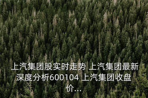  上汽集團股實時走勢 上汽集團最新深度分析600104 上汽集團收盤價...