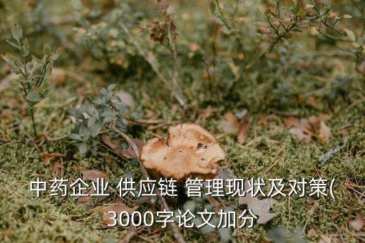 中藥企業(yè) 供應(yīng)鏈 管理現(xiàn)狀及對(duì)策(3000字論文加分