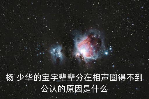 楊 少華的寶字輩輩分在相聲圈得不到公認的原因是什么