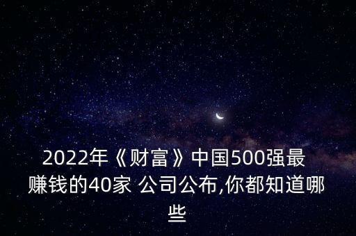 2022年《財(cái)富》中國(guó)500強(qiáng)最 賺錢的40家 公司公布,你都知道哪些