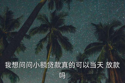 我想問問小額貸款真的可以當(dāng)天 放款嗎