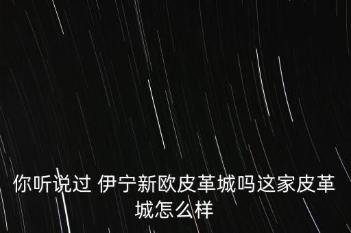 你聽(tīng)說(shuō)過(guò) 伊寧新歐皮革城嗎這家皮革城怎么樣