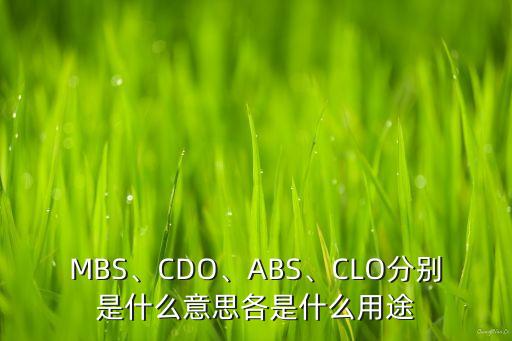 MBS、CDO、ABS、CLO分別是什么意思各是什么用途