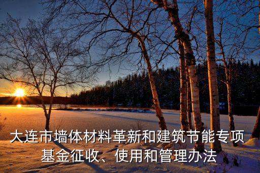 大連市墻體材料革新和建筑節(jié)能專項 基金征收、使用和管理辦法