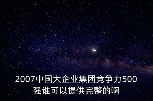 2007中國大企業(yè)集團競爭力500強誰可以提供完整的啊