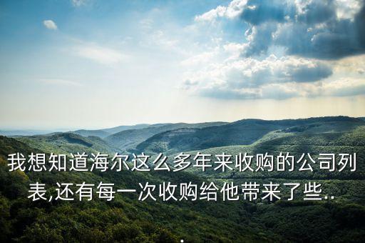 我想知道海爾這么多年來(lái)收購(gòu)的公司列表,還有每一次收購(gòu)給他帶來(lái)了些...