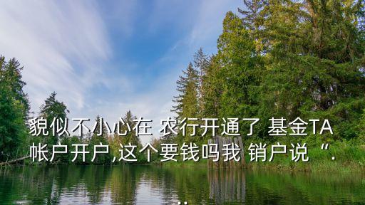 貌似不小心在 農(nóng)行開通了 基金TA帳戶開戶,這個要錢嗎我 銷戶說“...