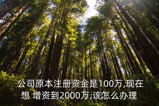  公司原本注冊資金是100萬,現在想 增資到2000萬,該怎么辦理