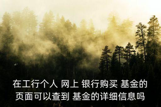 在工行個人 網(wǎng)上 銀行購買 基金的頁面可以查到 基金的詳細(xì)信息嗎