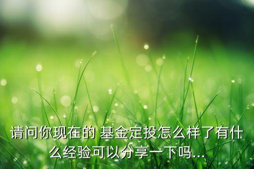 請(qǐng)問(wèn)你現(xiàn)在的 基金定投怎么樣了有什么經(jīng)驗(yàn)可以分享一下嗎...