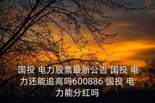  國投 電力股票最新公告 國投 電力還能追高嗎600886 國投 電力能分紅嗎