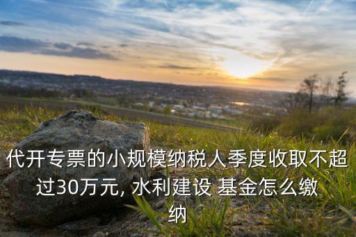 代開專票的小規(guī)模納稅人季度收取不超過30萬元, 水利建設 基金怎么繳納