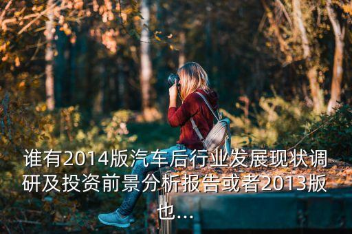 誰有2014版汽車后行業(yè)發(fā)展現狀調研及投資前景分析報告或者2013版也...