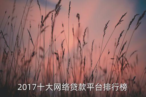 2017十大網(wǎng)絡(luò)貸款平臺(tái)排行榜