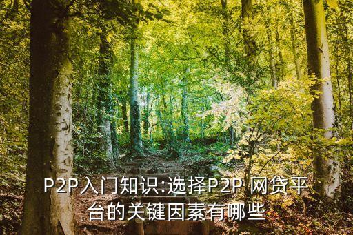 P2P入門知識:選擇P2P 網(wǎng)貸平臺(tái)的關(guān)鍵因素有哪些