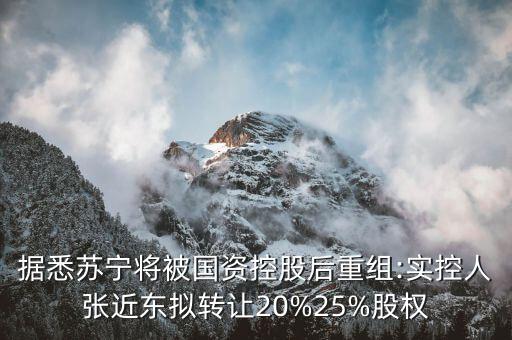 據(jù)悉蘇寧將被國資控股后重組:實控人張近東擬轉(zhuǎn)讓20%25%股權