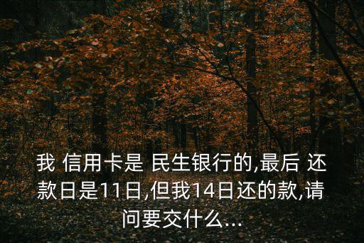 我 信用卡是 民生銀行的,最后 還款日是11日,但我14日還的款,請(qǐng)問要交什么...