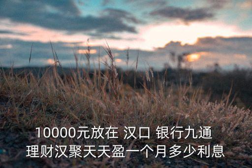 10000元放在 漢口 銀行九通 理財漢聚天天盈一個月多少利息