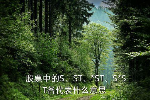  股票中的S、ST、*ST、S*ST各代表什么意思