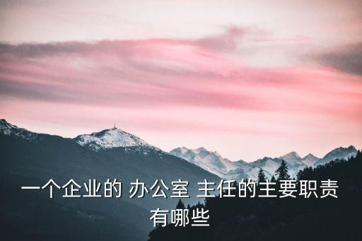 一個企業(yè)的 辦公室 主任的主要職責有哪些