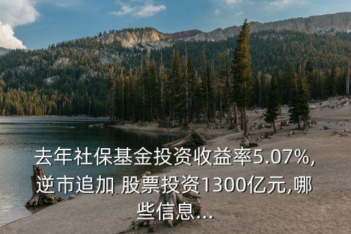 去年社?；鹜顿Y收益率5.07%,逆市追加 股票投資1300億元,哪些信息...