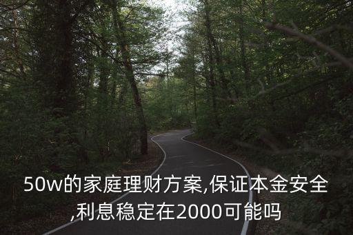 50w的家庭理財方案,保證本金安全,利息穩(wěn)定在2000可能嗎