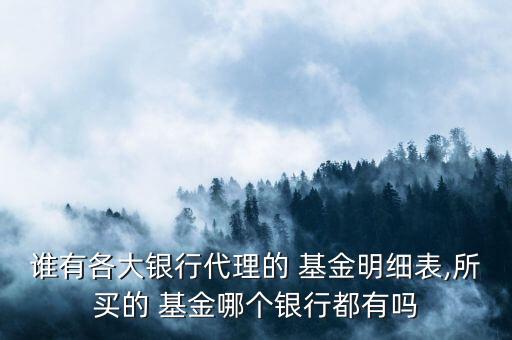 誰(shuí)有各大銀行代理的 基金明細(xì)表,所買的 基金哪個(gè)銀行都有嗎